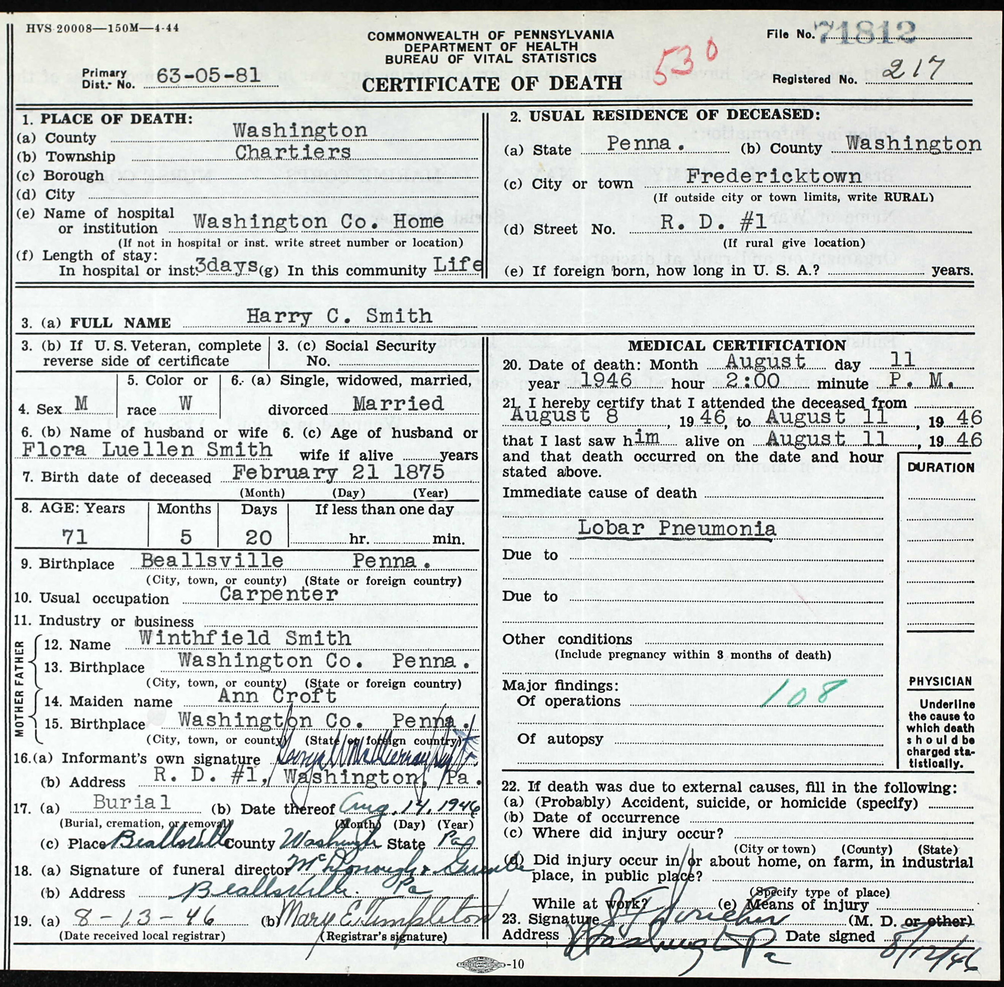 death certificate